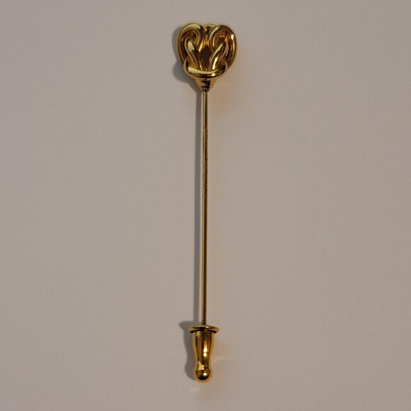 Vintage Monet Gold Tone Stick Pin – Classic Art Deco Heart Design Lapel Pin - Picture 2 of 4